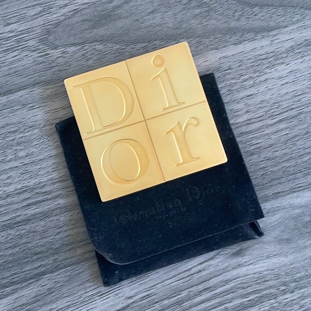 Vintage Christian Dior Gold Tone Compact Mirror